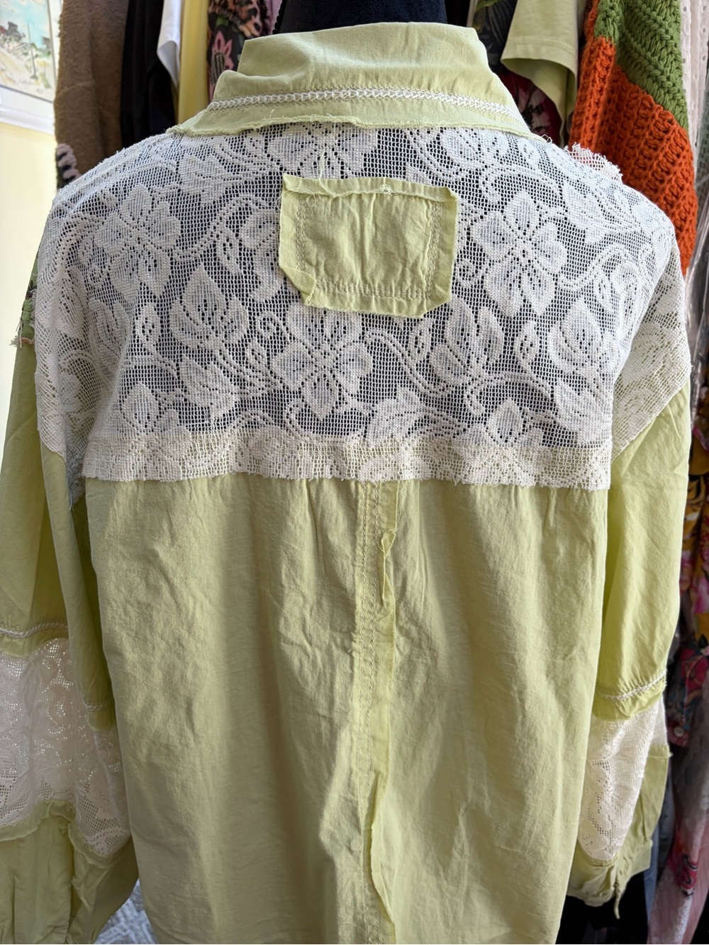 New Pol Sunwashed Patchwork Button Down Cotton Shirt - Picture 4 of 4